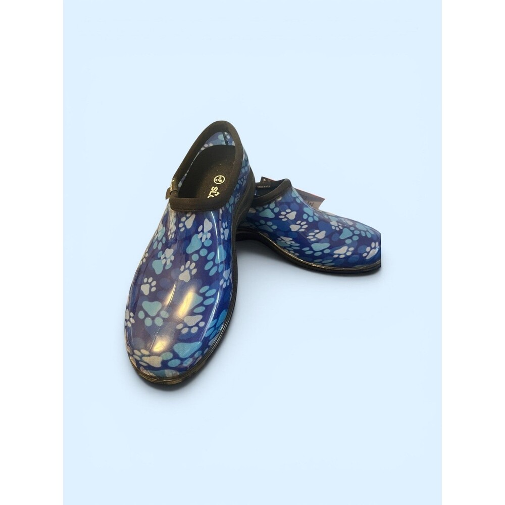 Sloggers Waterproof Paw Print Garden Shoe w/ Comfort Insole Blue